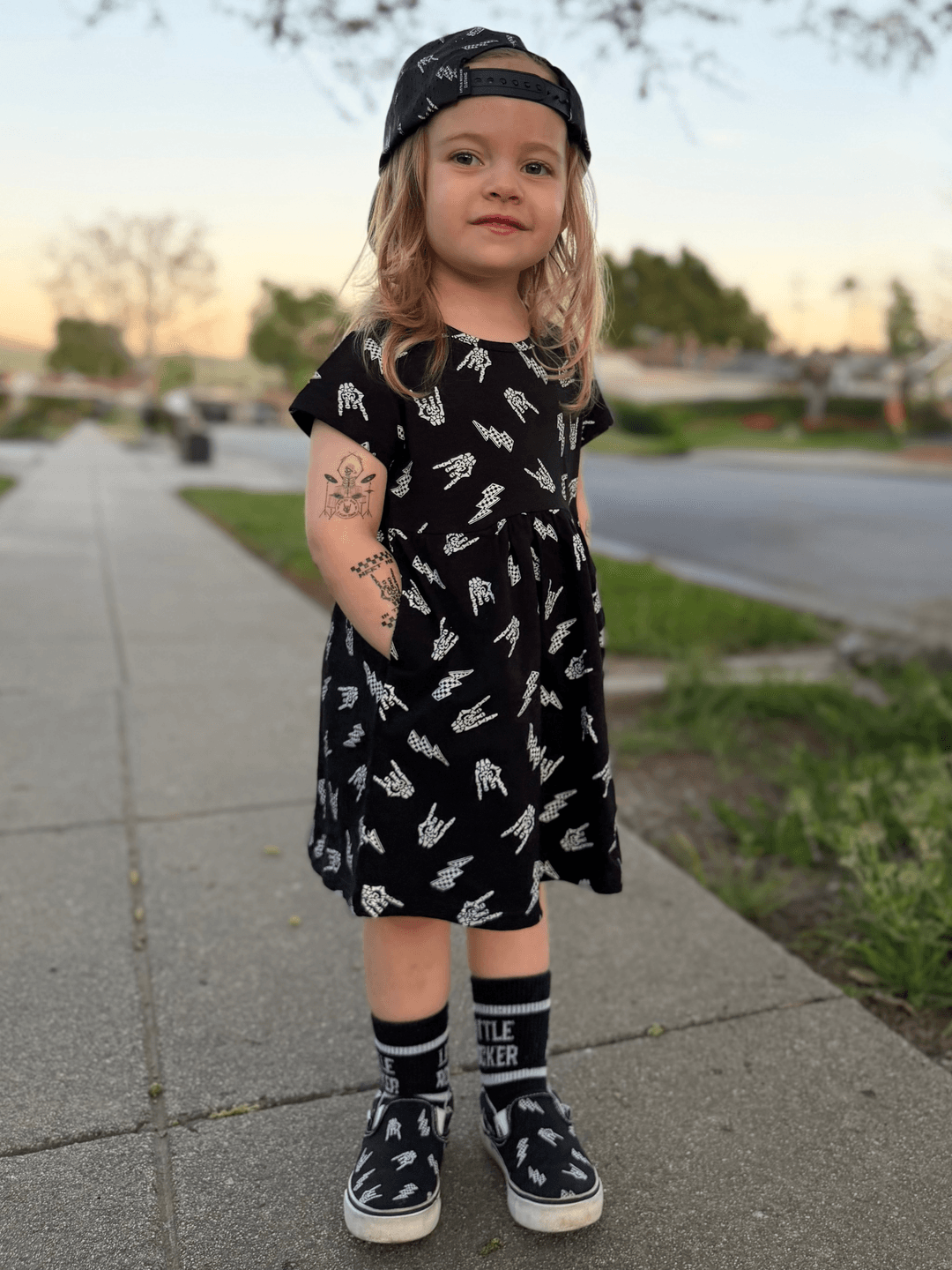 Bolted Bones Dress – Black